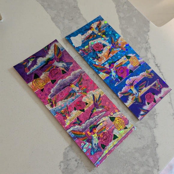 Vintage 90s Y2K  Lisa Frank Sparkly Rainbow Hummingbird Stickers - Picture 2 of 3